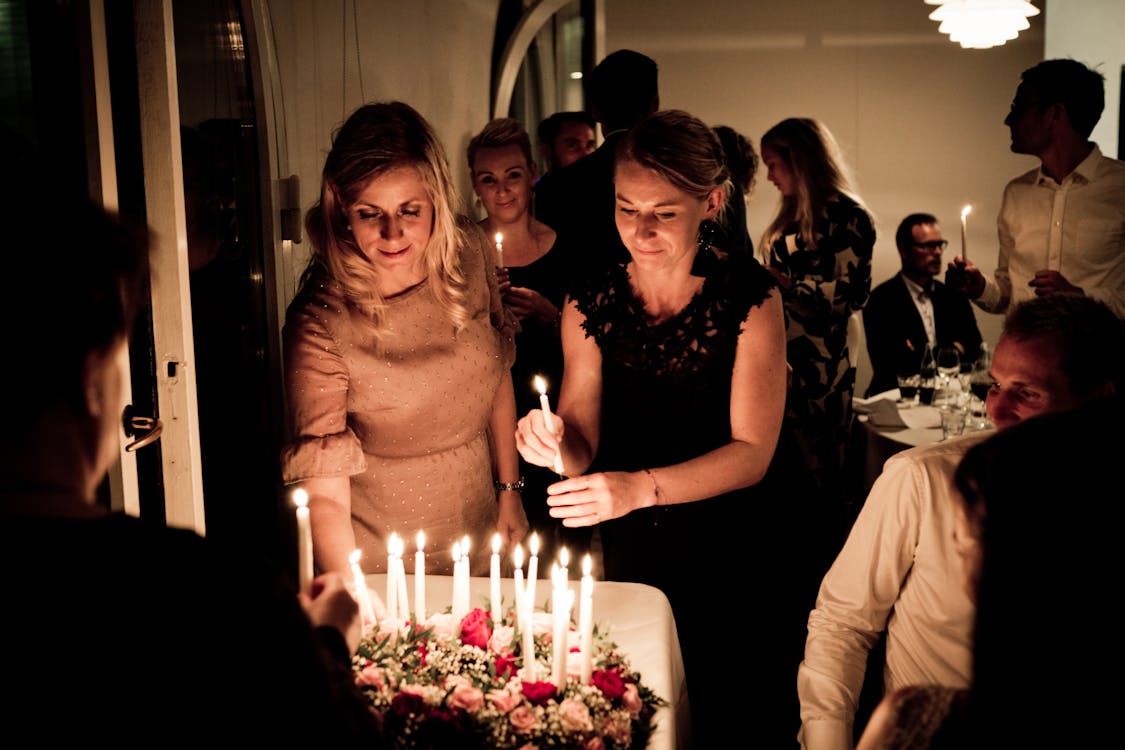 Elegant birthday cake with candles